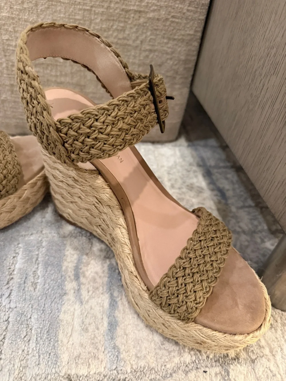 Stuart Weitzman Braided Espadrille Wedge Sandals - Tan - Picture 6 of 9